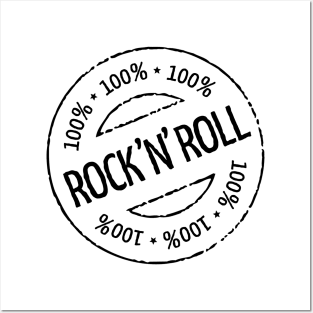 100% Rock 'n' Roll Stamp (Black) Posters and Art